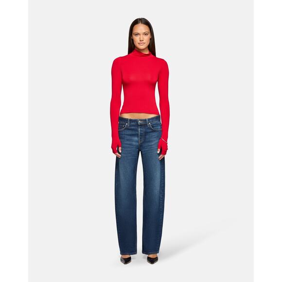 EB Denim  Swan Mock Neck Top in Red XS - Picture 5 of 5